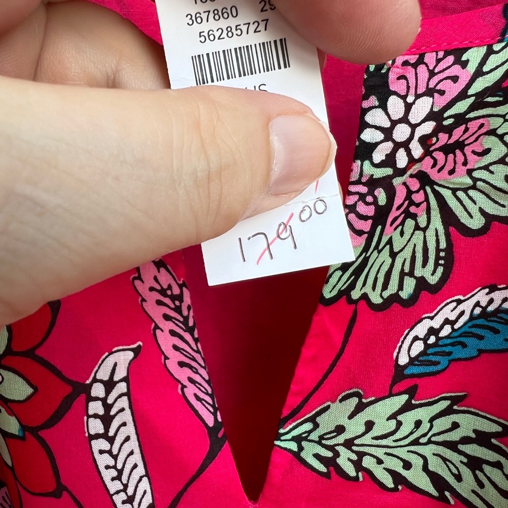 NWT Talbots Pretty Red Multicolored Floral Flutter Sleeve Cotton Lined MIDI - Picture 4 of 5